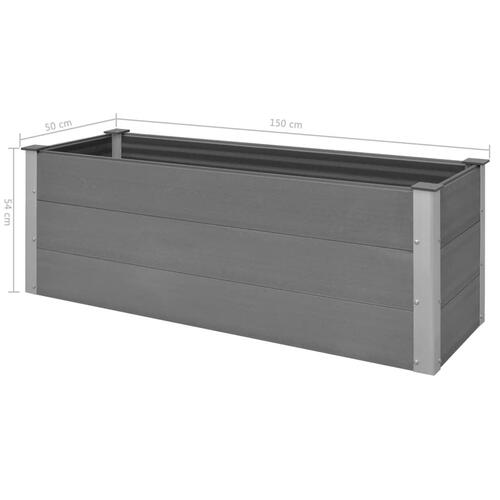 Forhøjet plantekasse 150x50x54 cm grå WPC