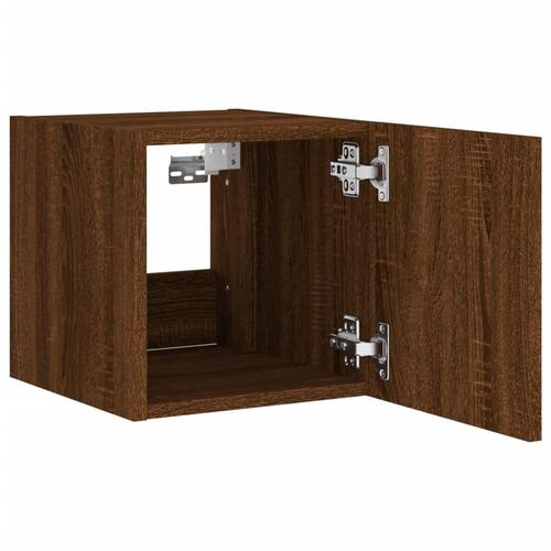 Væghængte tv-borde 2 stk. med LED-lys 30,5x35x30 cm brunt eg