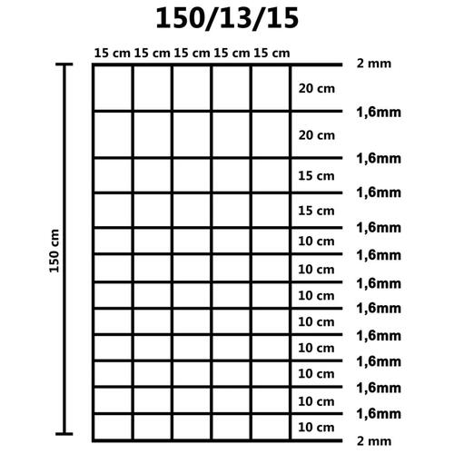 Havehegn 50 m 150 cm galvaniseret stål sølvfarvet