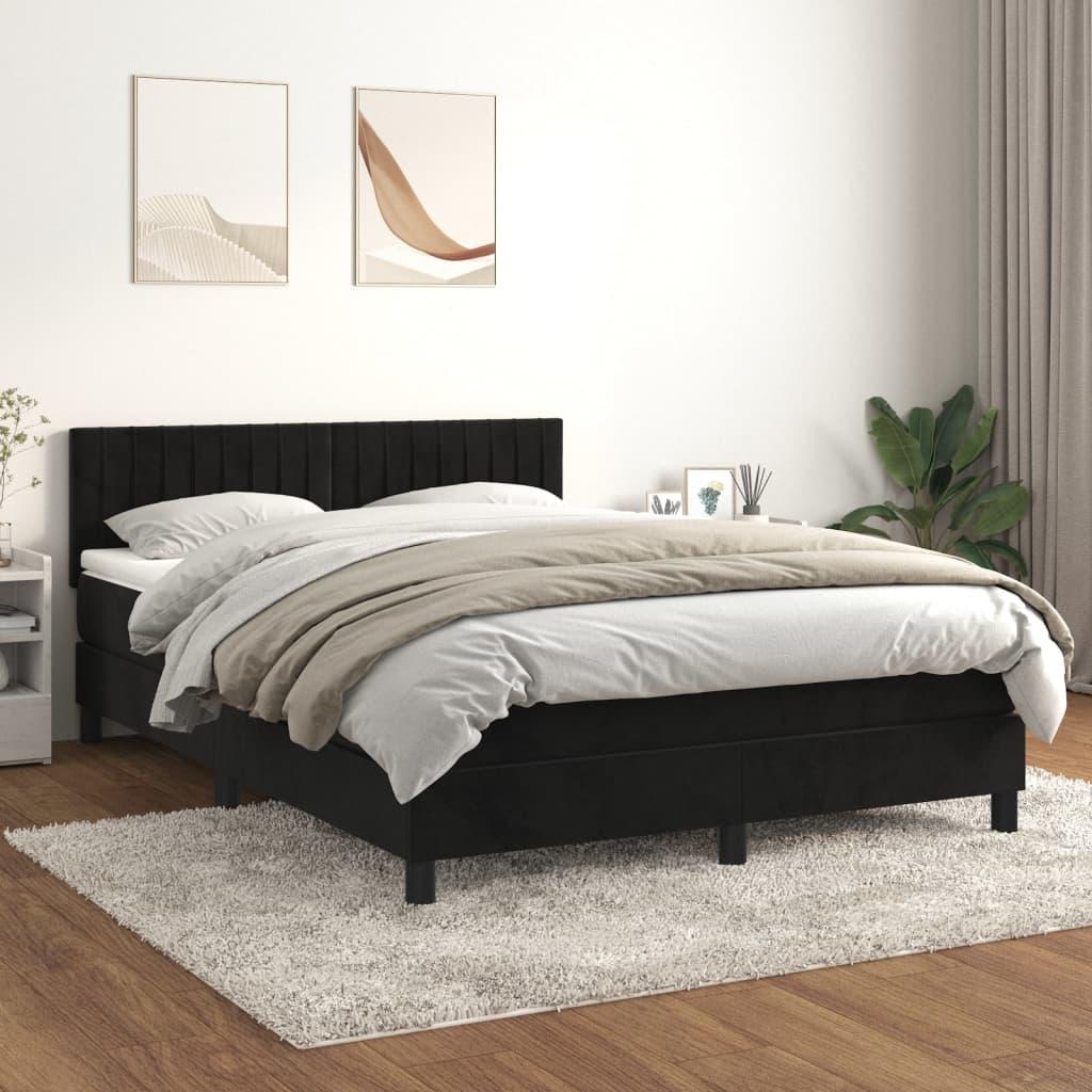 Kontinentalseng med madras 140×200 cm - fløjl, sort