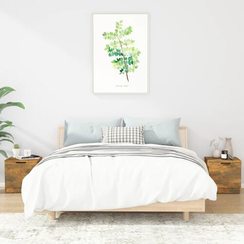 Sengeborde 40x39x40 cm 2 stk. røget egetræsfarve
