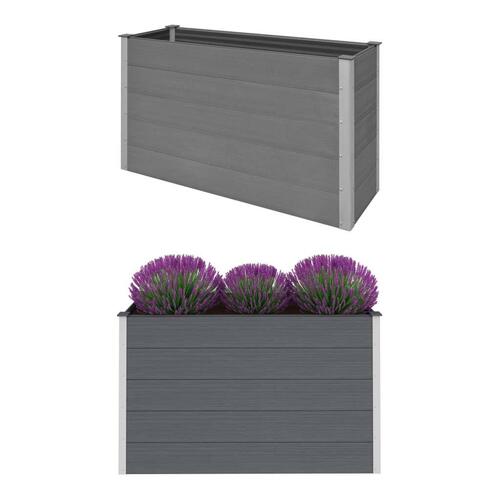 Forhøjet plantekasse 150x50x91 cm grå WPC