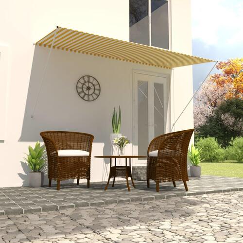 Foldemarkise 300x150 cm gul og hvid