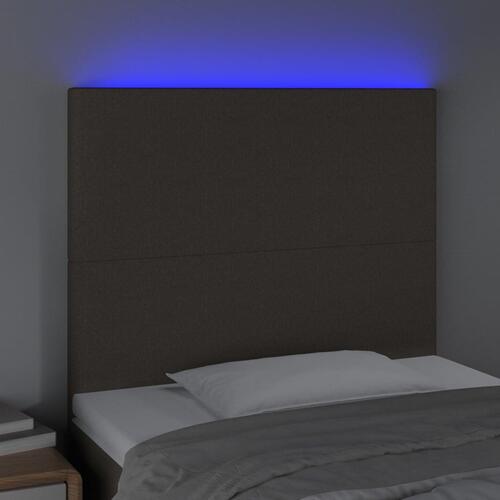 Sengegavl med LED-lys 80x5x118/128 cm stof gråbrun