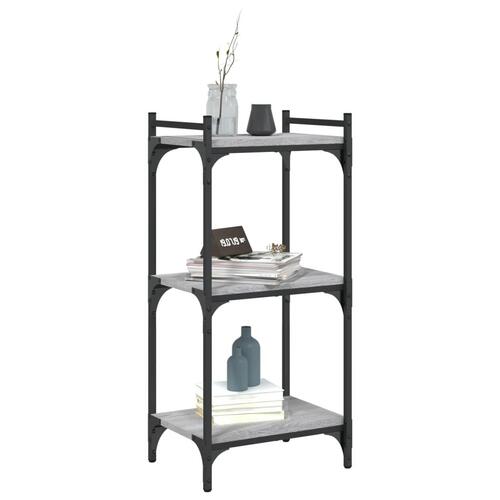 Bogreol 3 hylder 40x30x86 cm konstrueret træ grå sonoma-eg