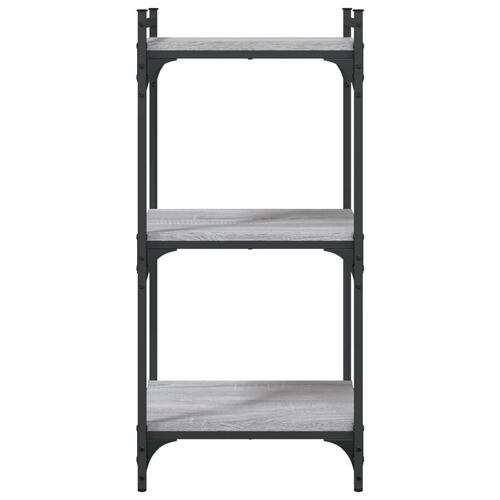 Bogreol 3 hylder 40x30x86 cm konstrueret træ grå sonoma-eg