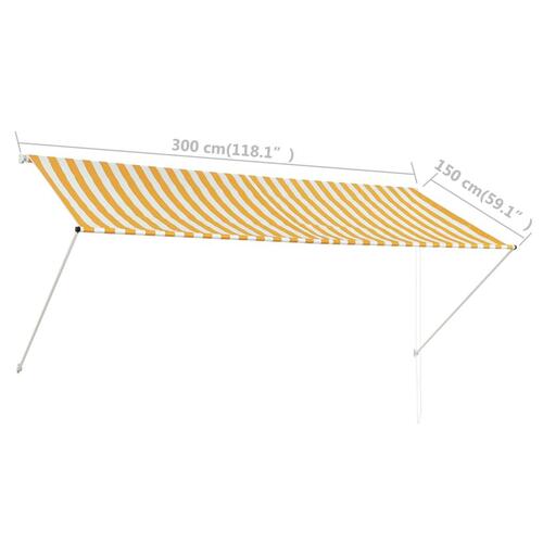 Foldemarkise 300x150 cm gul og hvid