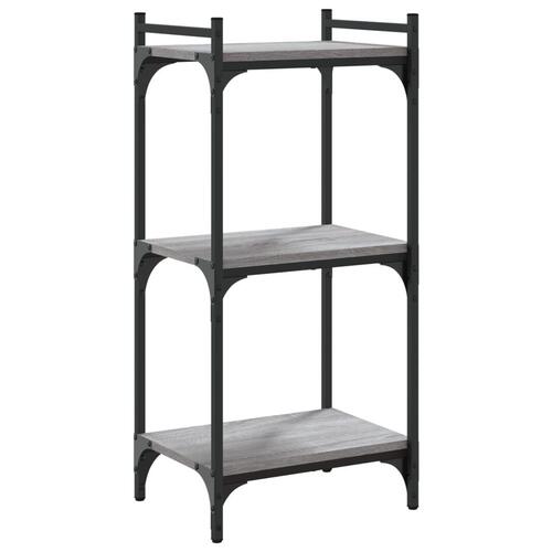 Bogreol 3 hylder 40x30x86 cm konstrueret træ grå sonoma-eg