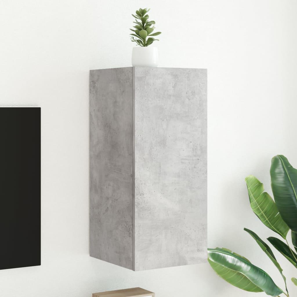 Væghængt tv-bord med LED-lys 30,5x35x70 cm betongrå