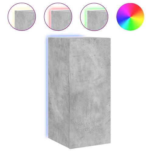 Væghængt tv-bord med LED-lys 30,5x35x70 cm betongrå