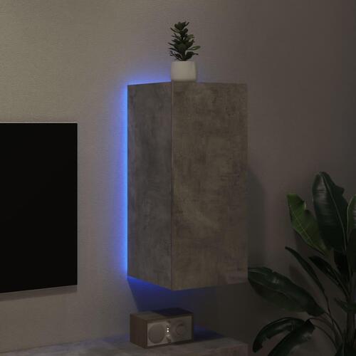 Væghængt tv-bord med LED-lys 30,5x35x70 cm betongrå