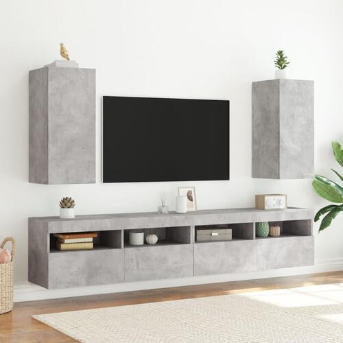 Væghængt tv-bord med LED-lys 30,5x35x70 cm betongrå