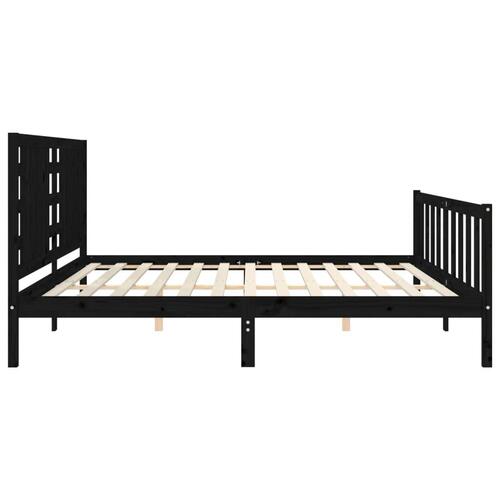 Sengeramme med sengegavl 200x200 cm massivt træ sort