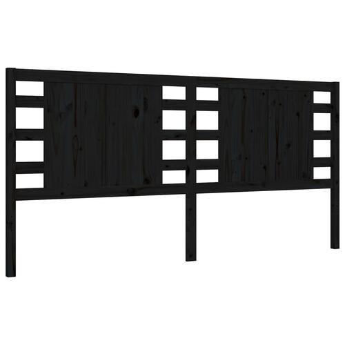 Sengeramme med sengegavl 200x200 cm massivt træ sort