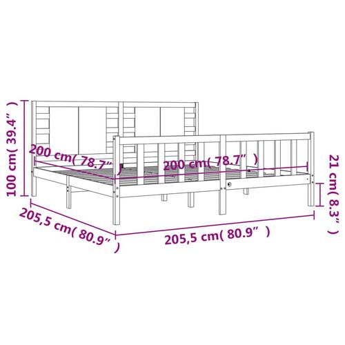 Sengeramme med sengegavl 200x200 cm massivt træ sort