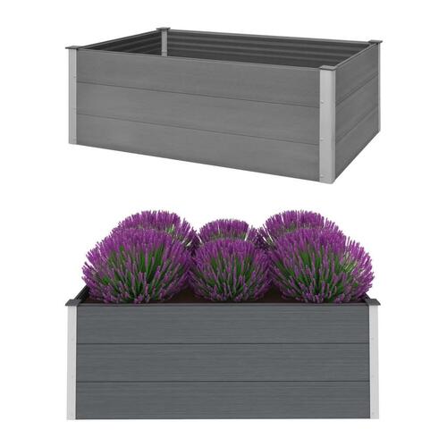 Forhøjet plantekasse 150x100x54 cm grå WPC