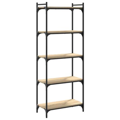 Bogreol 5 hylder 60x30x154 cm konstrueret træ sonoma-eg