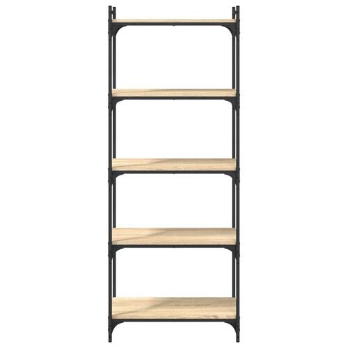 Bogreol 5 hylder 60x30x154 cm konstrueret træ sonoma-eg