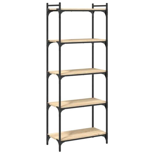 Bogreol 5 hylder 60x30x154 cm konstrueret træ sonoma-eg