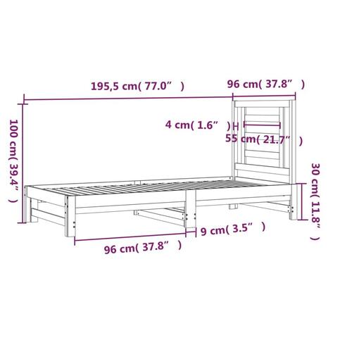 Daybed med udtræk 2x(90x190) cm massivt fyrretræ