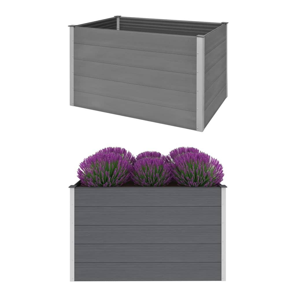 Forhøjet plantekasse 150x100x91 cm grå WPC