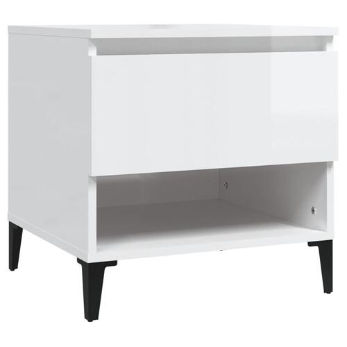Sidebord 50x46x50 cm konstrueret træ hvid højglans