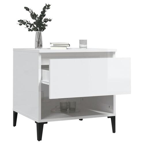 Sidebord 50x46x50 cm konstrueret træ hvid højglans
