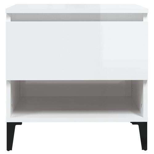 Sidebord 50x46x50 cm konstrueret træ hvid højglans
