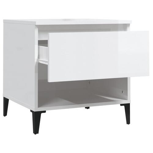 Sidebord 50x46x50 cm konstrueret træ hvid højglans