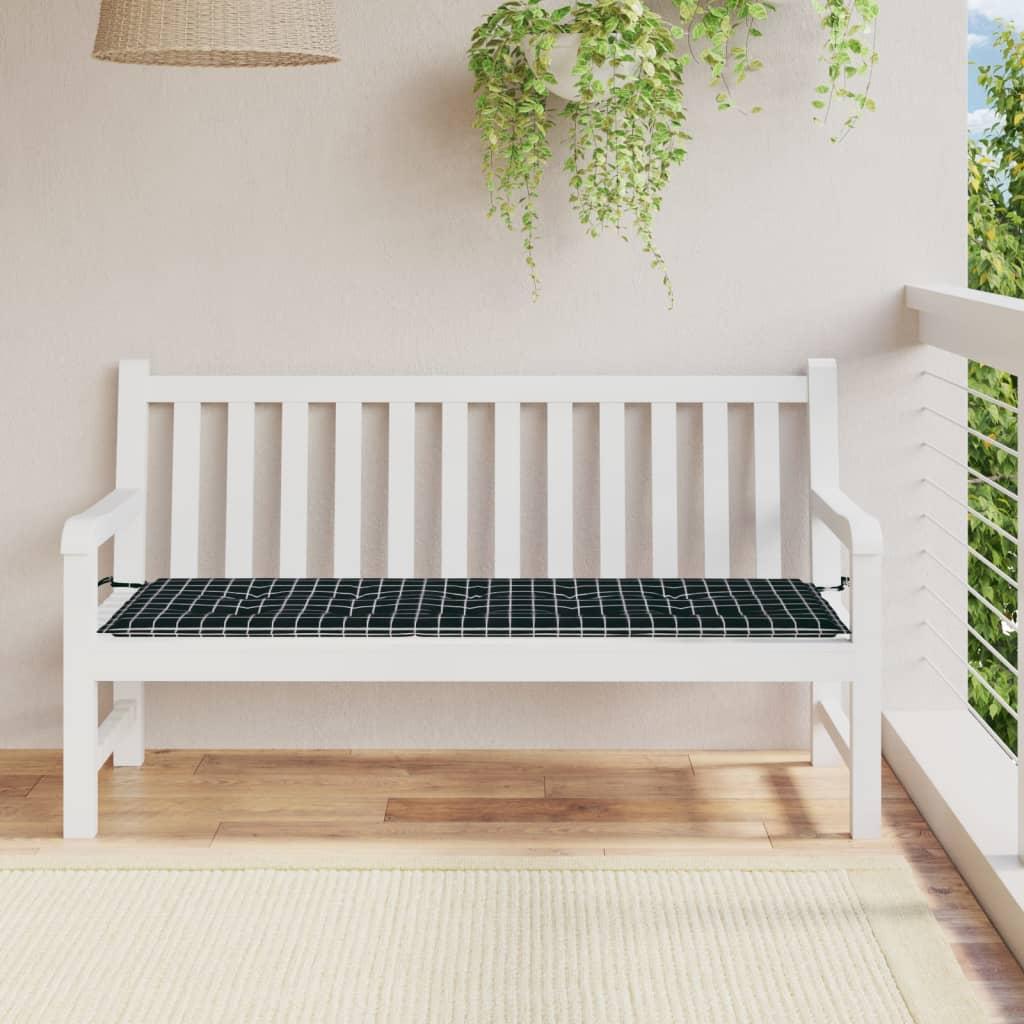 Hynde til havebænk 150x50x3 cm oxfordstof ternet sort