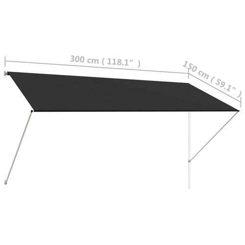 Foldemarkise 300x150 cm antracitgrå