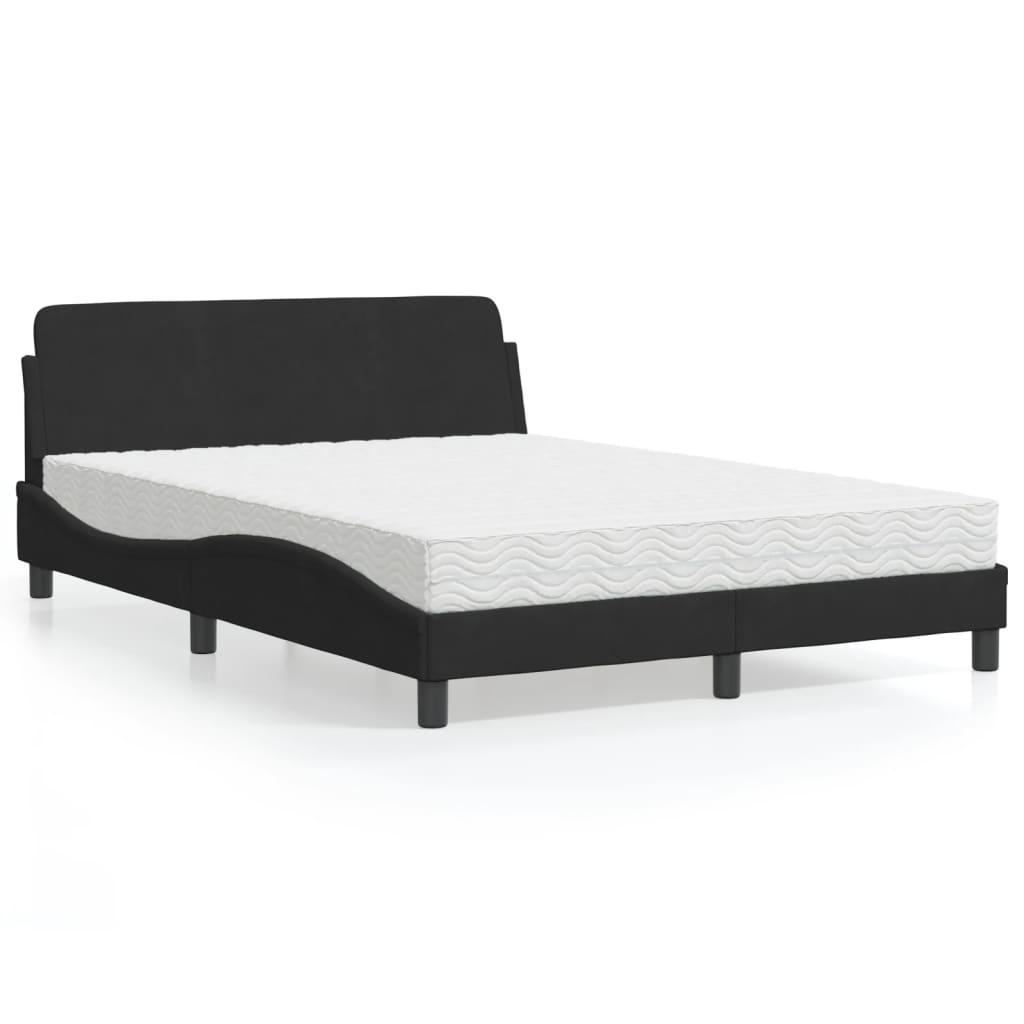 Seng med madras 120x200 cm velour sort
