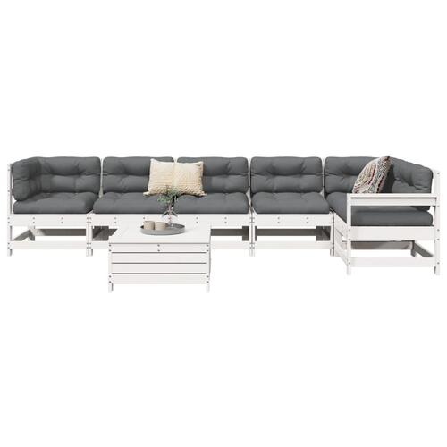 Sofasæt til haven 7 dele massivt fyrretræ hvid