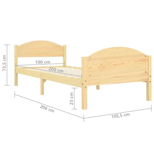 Sengestel 100x200 cm massivt fyrretræ