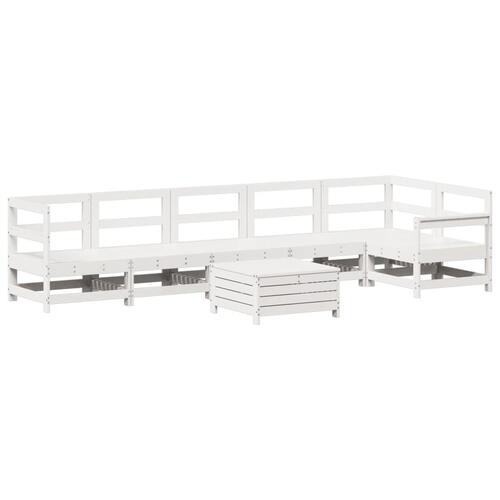 Sofasæt til haven 7 dele massivt fyrretræ hvid