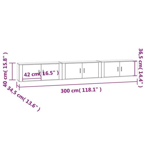 Væghængte tv-skabe 3 stk. 100x34,5x40 cm hvid højglans