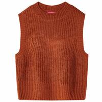 Strikket vest til børn str. 116 strikket cognacfarvet