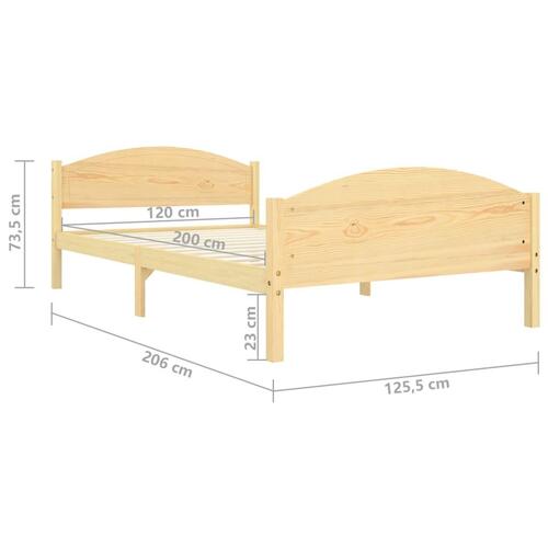 Sengestel 120x200 cm massivt fyrretræ