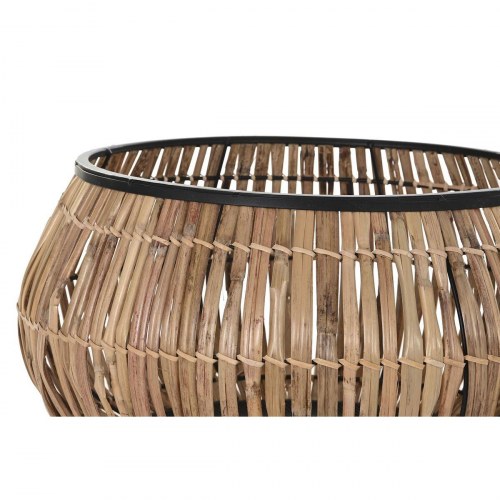 Krukkesæt Bali - sort/natur, metal og spanskrør, firkantet, 50 x 50 x 25,4 cm (2 stk.)