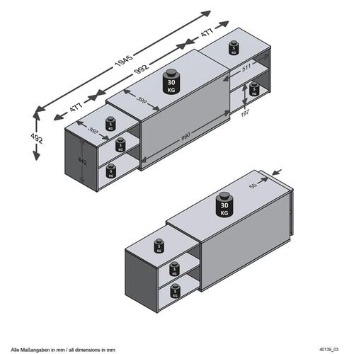 FMD tv-skab 194,5x39,9x49,2 cm egetræsfarvet og sort