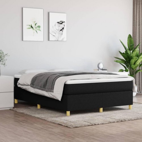 Boxspring sengeramme i stof - 140 x 190 cm, sort