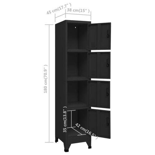 Skab 38x45x180 cm stål sort