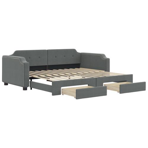 Daybed med udtræk og skuffer 80x200 cm stof mørkegrå