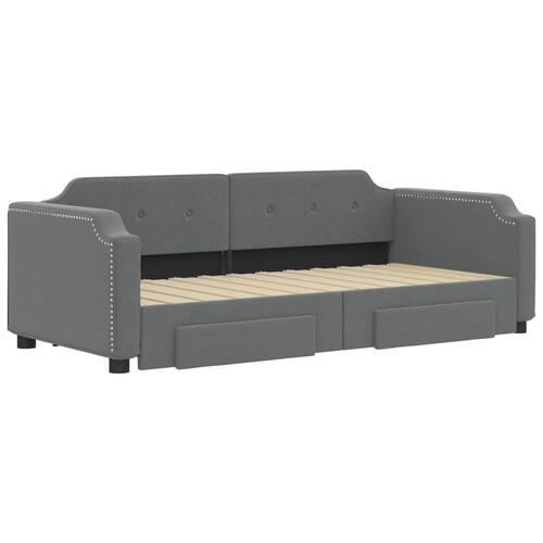 Daybed med udtræk og skuffer 80x200 cm stof mørkegrå