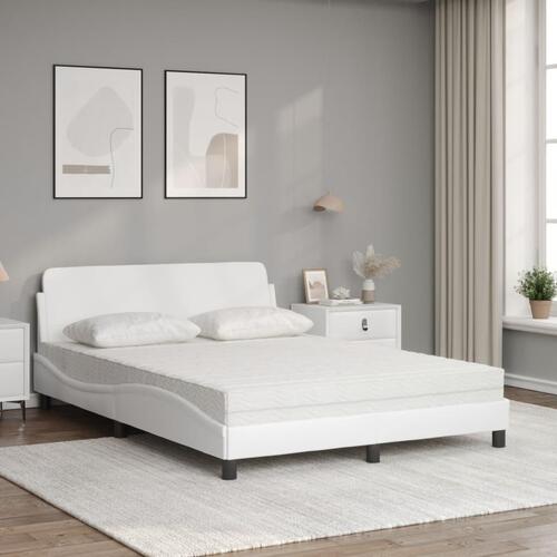 Seng med madras 120x200 cm kunstlæder hvid