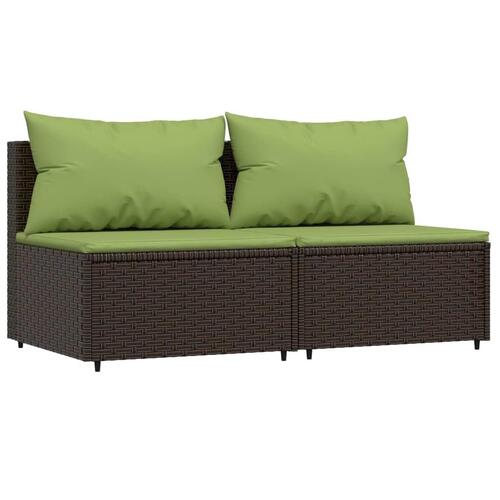 Loungesæt til haven 3 dele med hynder polyrattan brun