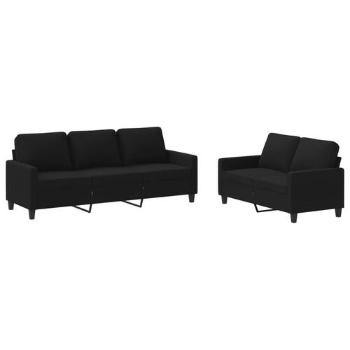 2 personers sofa med hynder stof sort