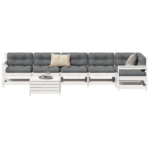 Sofasæt til haven 7 dele massivt fyrretræ hvid