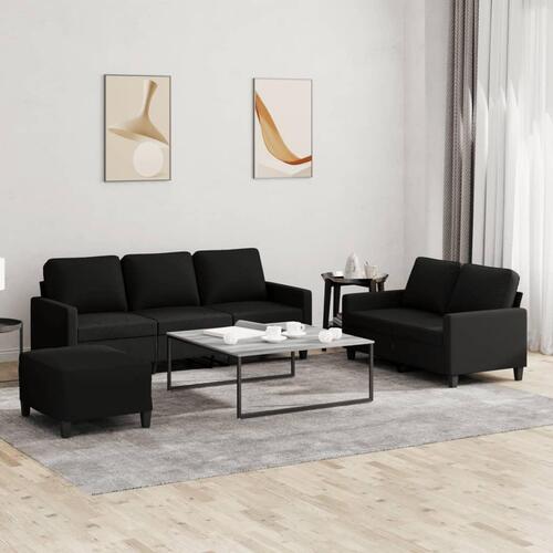 3 personers sofa med hynder stof sort