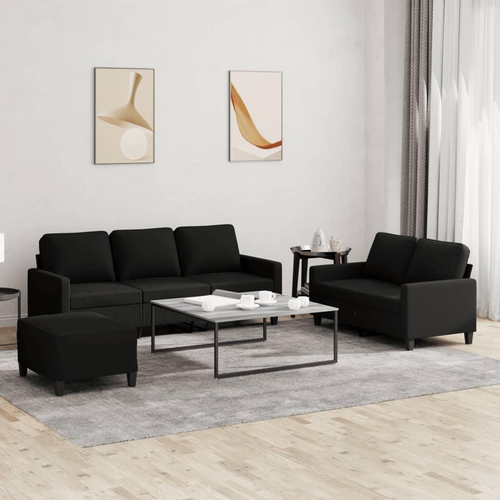 3 personers sofa med hynder stof sort